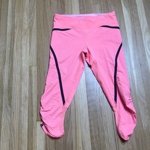 Lululemon Run: Pace Crop Pop Orange / Bleached Coral / Black size 4